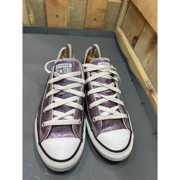 Converse All Star Junior Sneakers Purple Glitter Size 4 - Picture 3 of 7